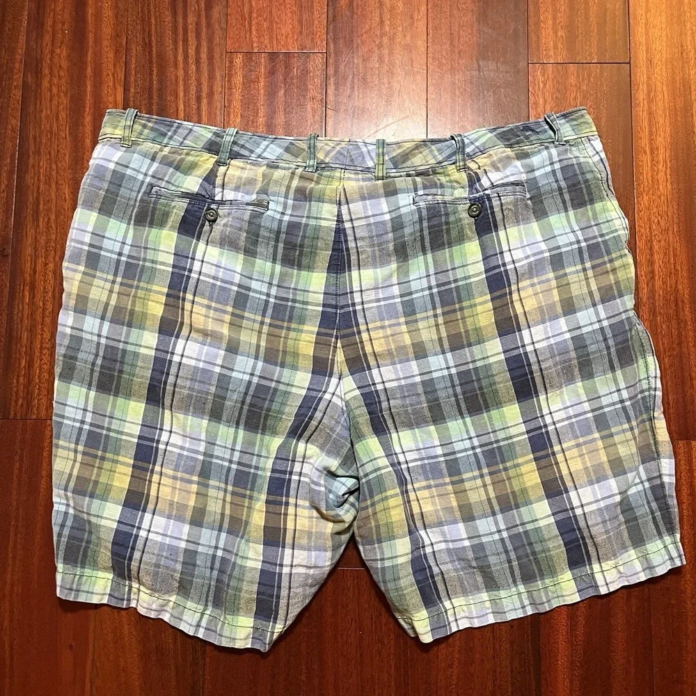 Tommy Bahama Shorts Mens 48 Colorblock Plaid Check Linen Tencell Blend Preppy - Picture 2 of 10